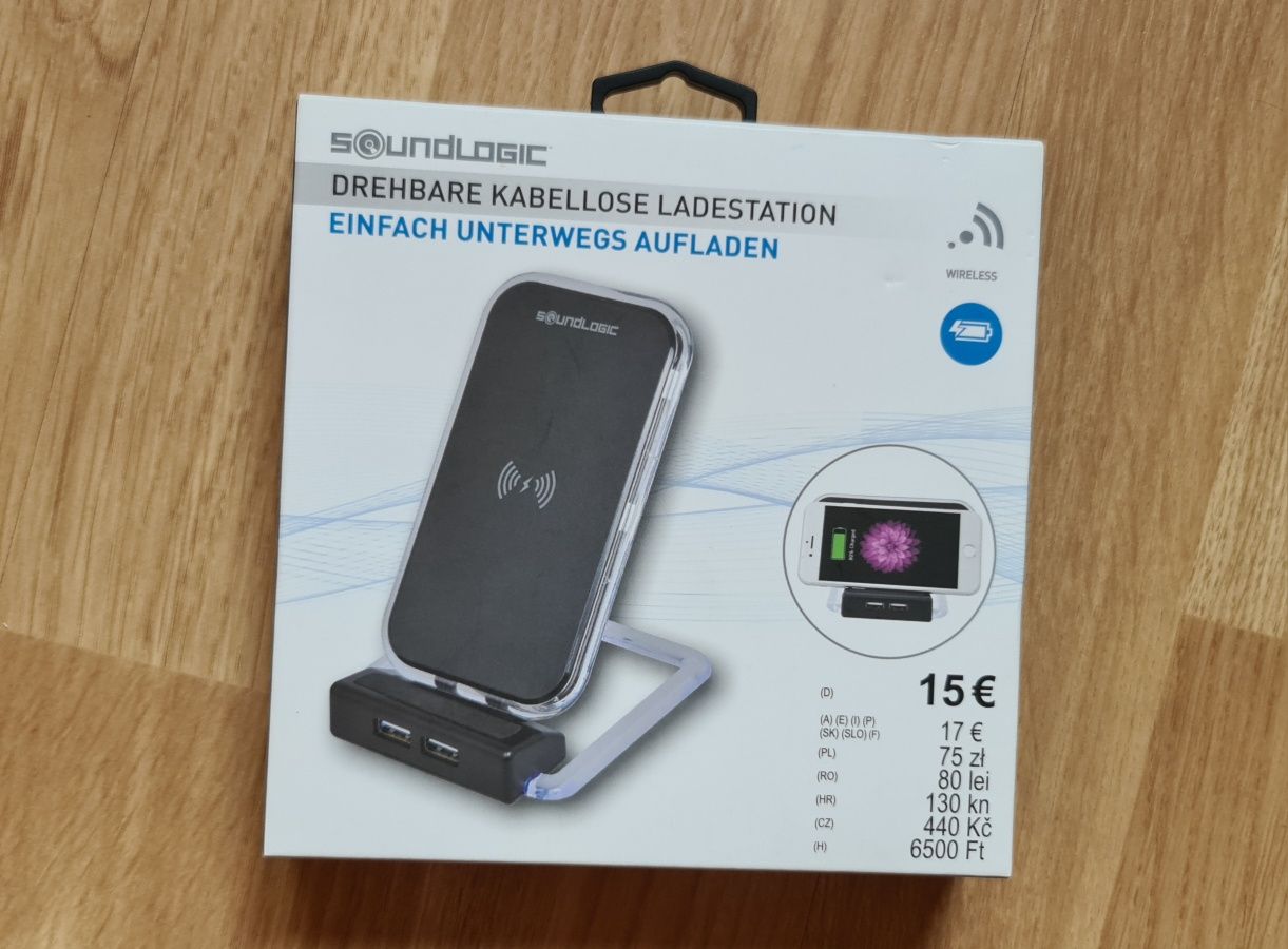 Ładowarka indukcyjna Soundlogic do telefonu, Nowa