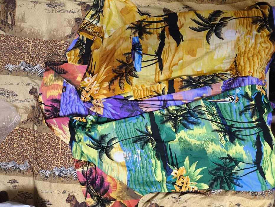 Сорочка гавайська y2k різнокольоровий принт з пальмами