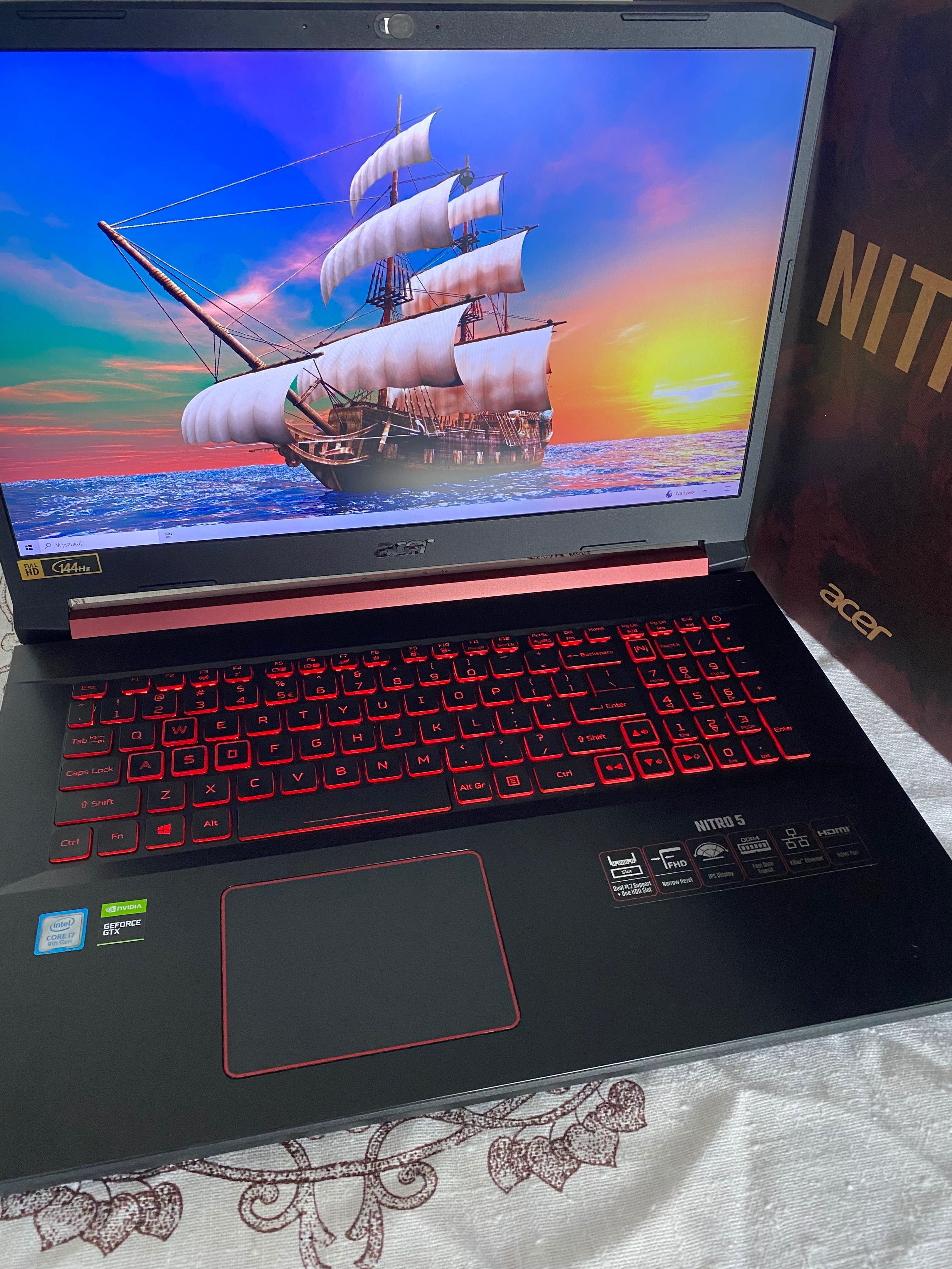 Super zadbany Acer Nitro 5 17’3, i7 9Gen. 1660Ti 1.5TB SSD