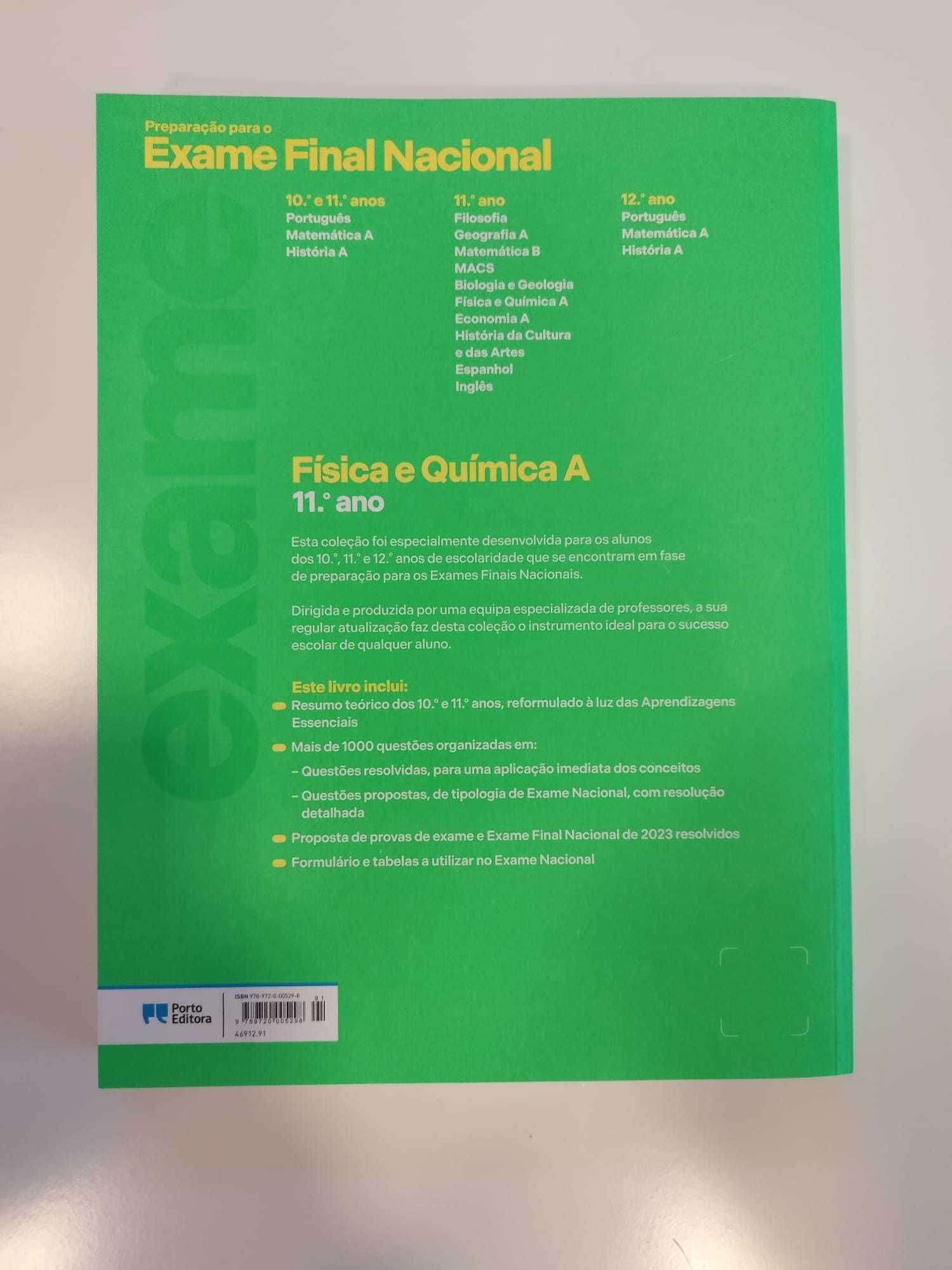 Livro de preparação para exames FQ 11º Ano - Porto Editora 2024