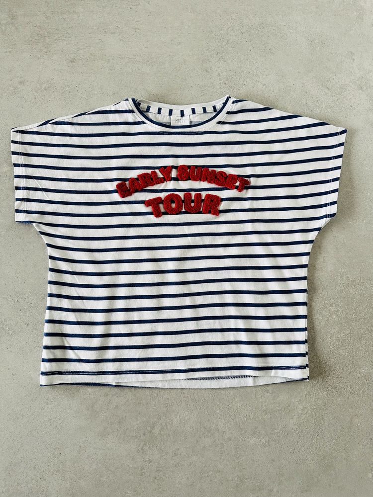 Zara T-Shirt dziewczęcy koszulka bawełna rozmiar 134 paseczki