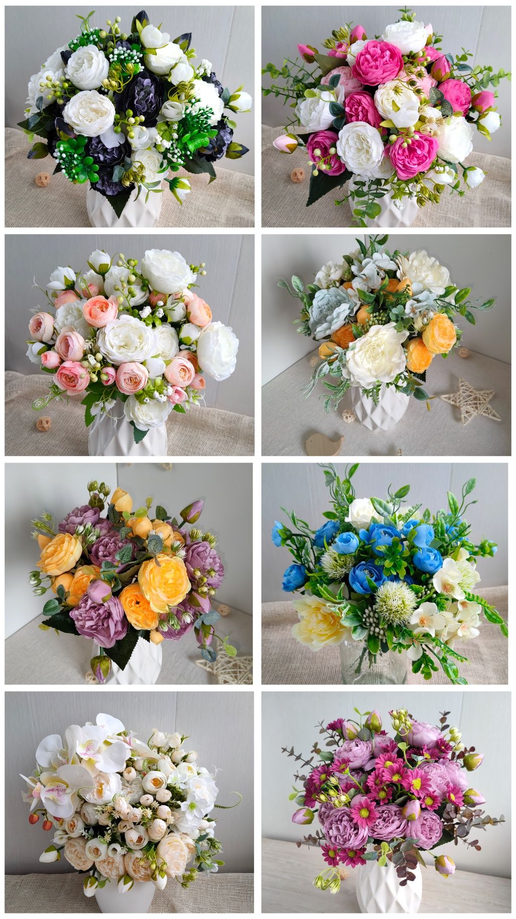 Композиция из искусственных цветов, букет, штучні квіти для декору
