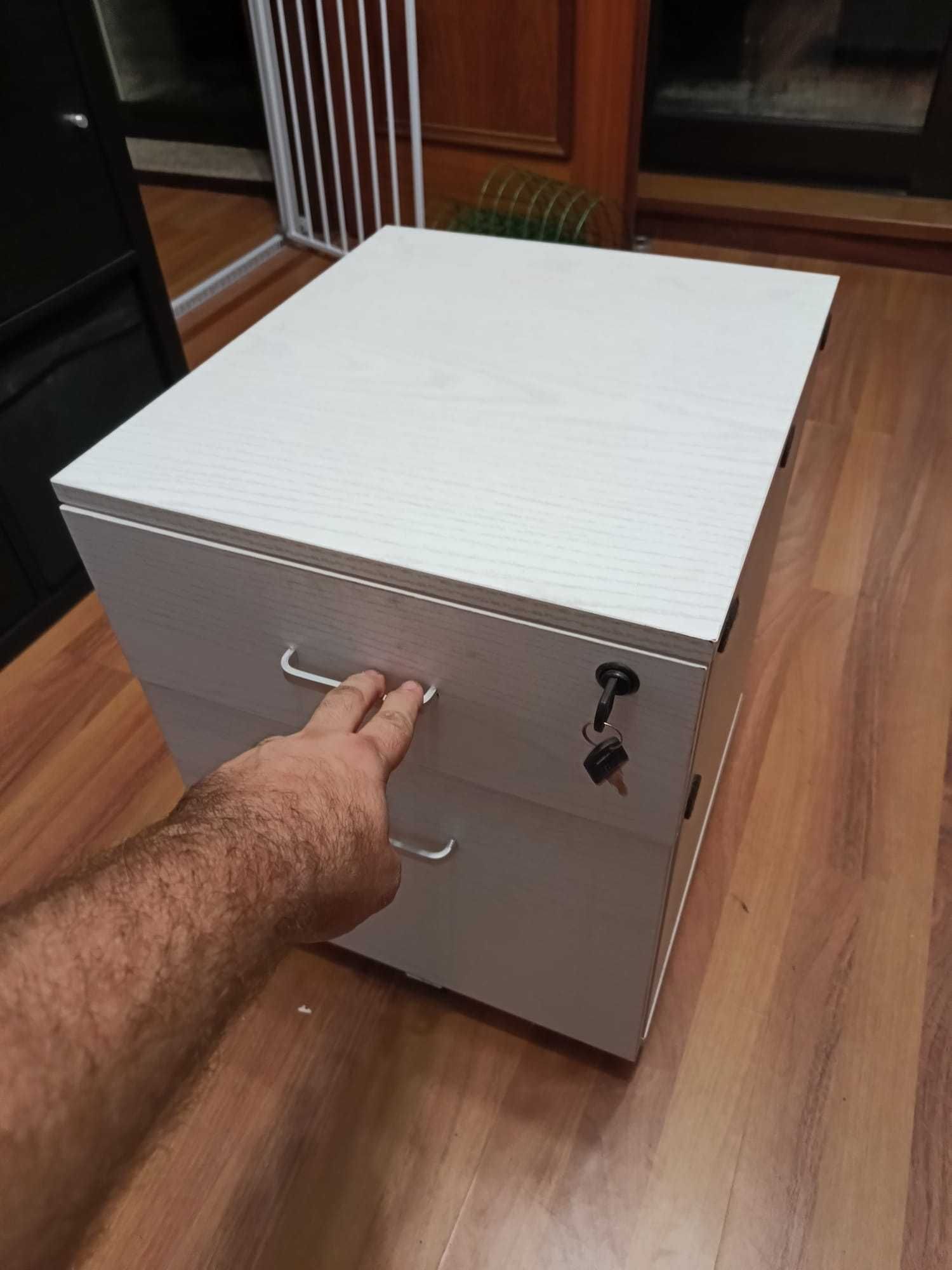 Bloco de Gavetas de Madeira Móvel para Arquivos com 2 Gavetas