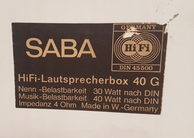 Kolumny SABA Germany 40G Lautsprecherbox Vintage głośniki Niemieckie