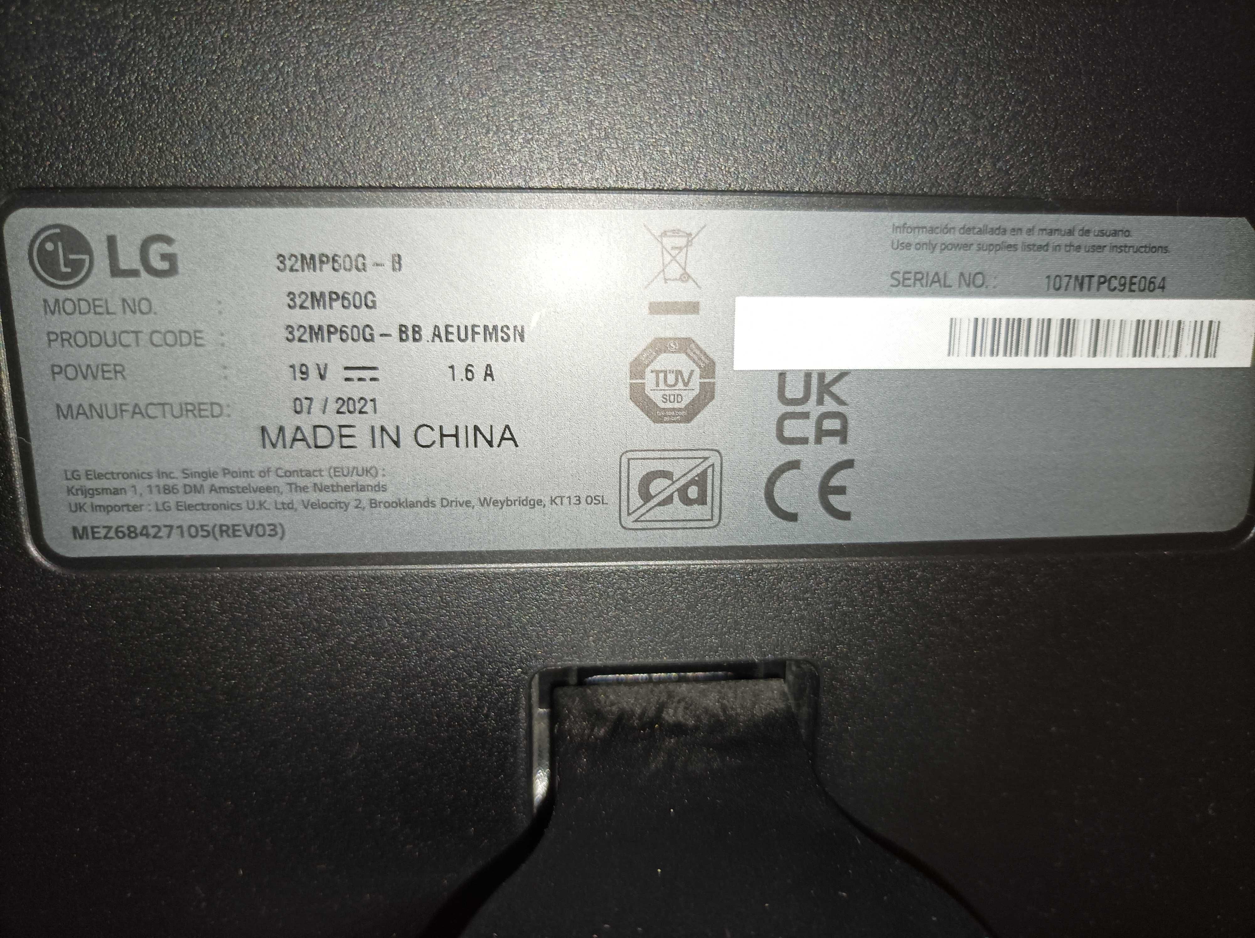 Monitor 32'' LG 32MP60G-B uszkodzony