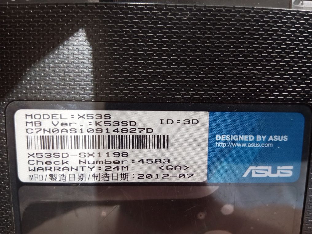 Laptop Asus x53s  Intel Core i3 ram 8 GB