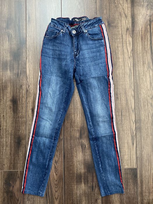 Jeansy skinny z ozdobnymi lampasami W29 FB Sister