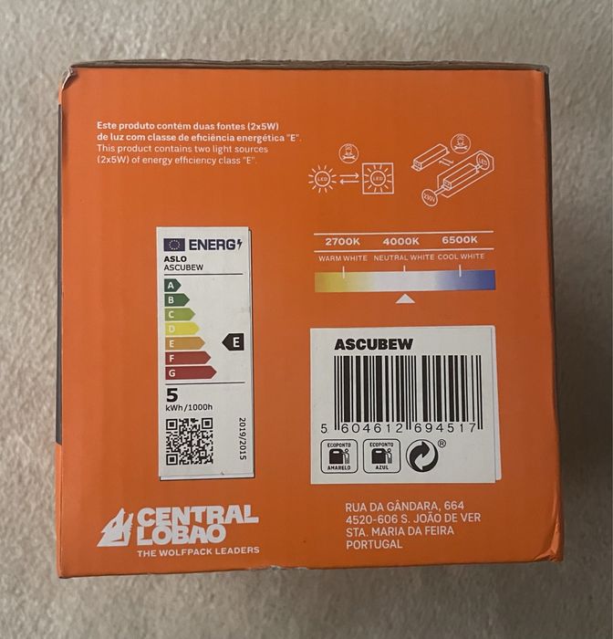 aplique parede cob aslo 780lm