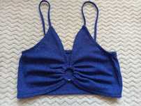 Bluzka, niebieski, brokatowy crop top, XS