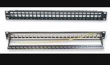 Panel krosowy bkt 19" 1u, modularny, ekranowany, 24 x keystone, czarny