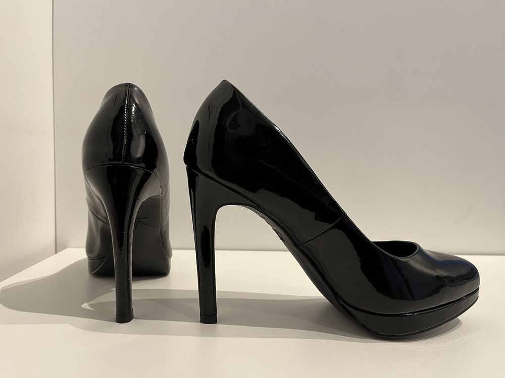 Wysokie szpilki czarne lakier 11 cm New Look Zalando (jak nowe) 37