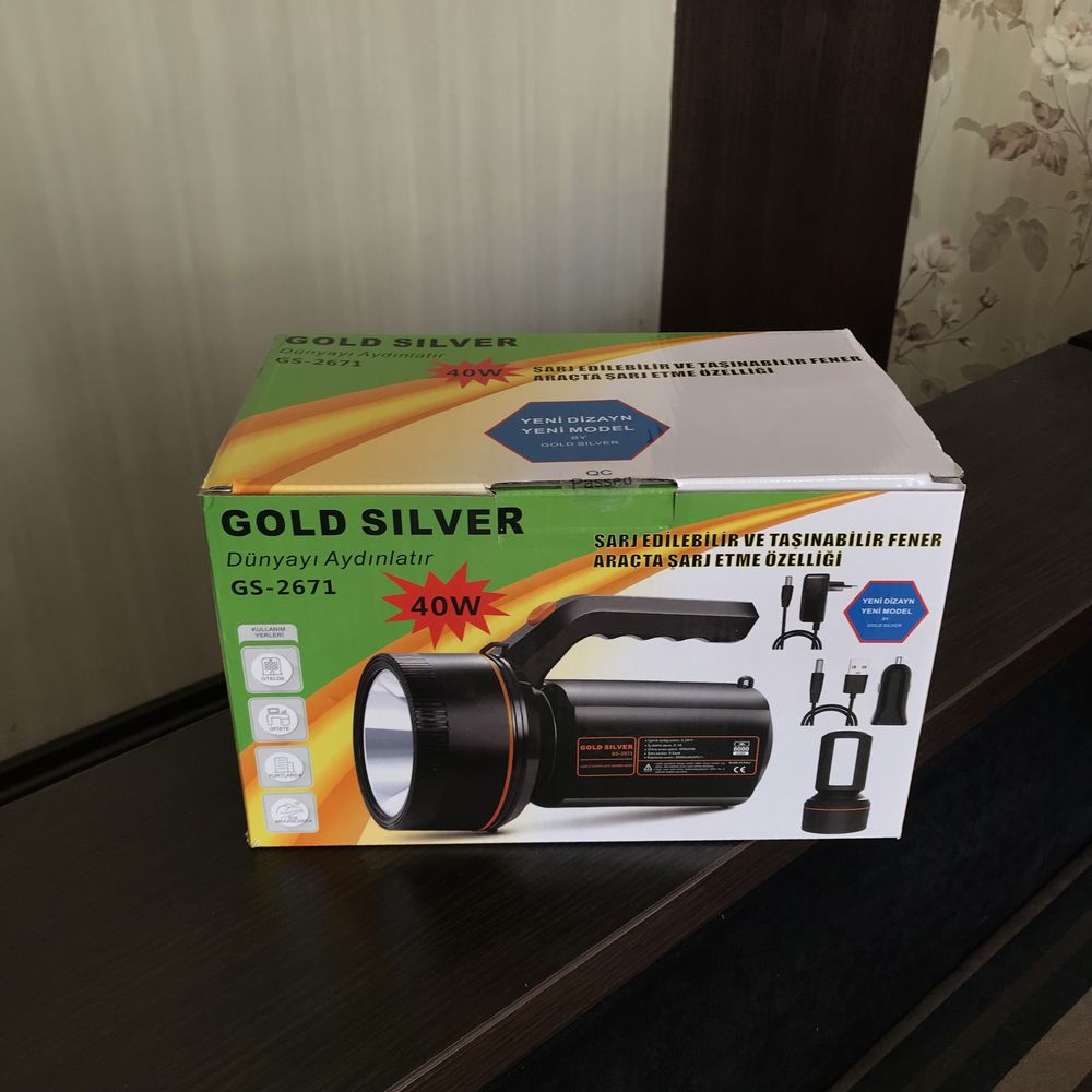 Ручний Акумуляторний ліхтар Gold Silver GS-2671 40W Чорний