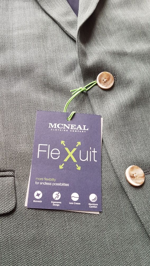 Mcneal Flexuit marynarka z fakturowanym wzorem zielona męska XL 54