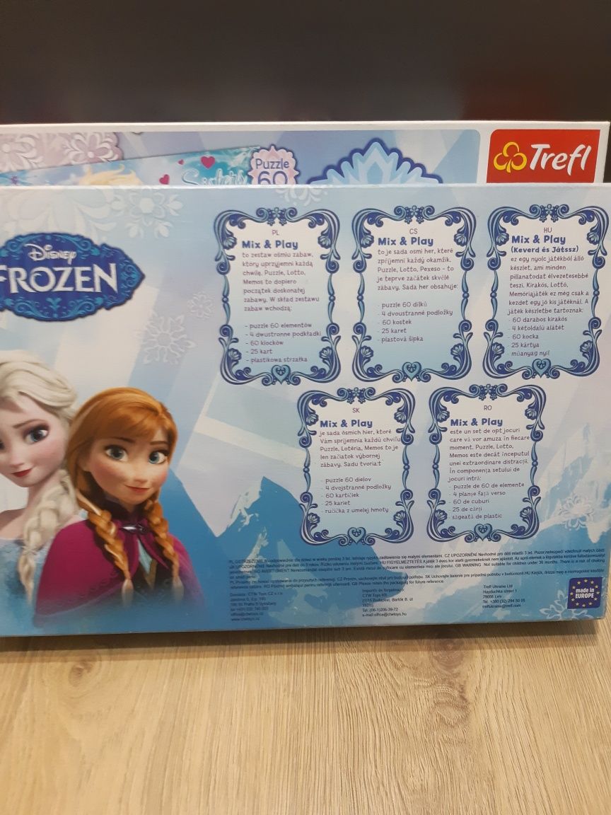 Gra 8w1 trefl kraina lodu czarny piotruś,lotto,memo,puzzle Disney