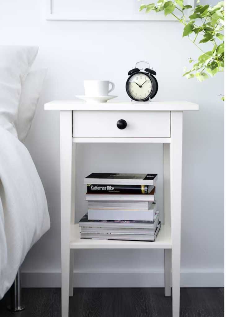 HEMNES Mesa de cabeceira IKEA, velatura branca, 46x35 cm