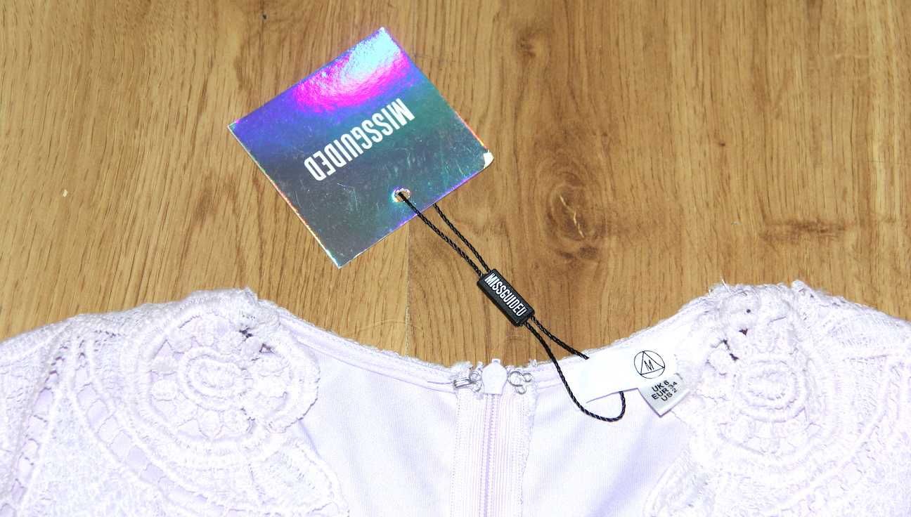 sukienka MISSGUIDED koronka koronkowa 34 xs 36 s fiolet róż fioletowa