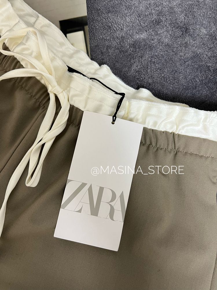 Нові брюки штани Zara з подвійним поясом XS бежеві