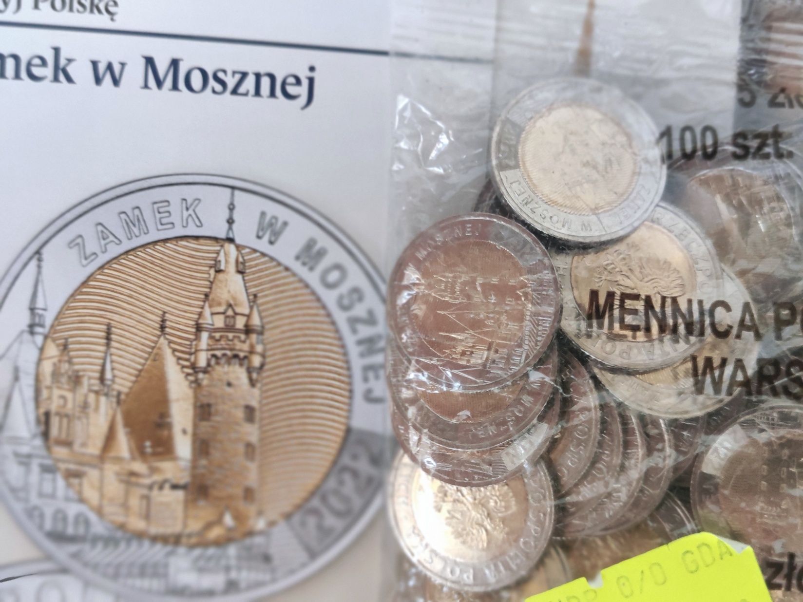 Monety 5 zł 100 sztuk worek menniczy Zamek w Mosznej NBP inwestycja