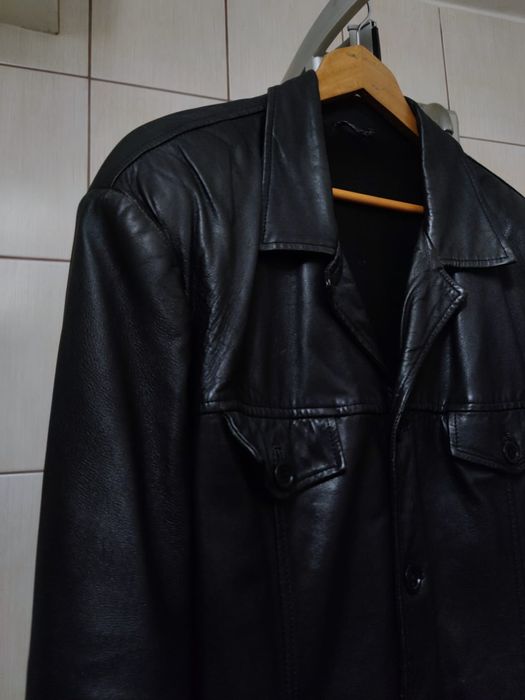 płaszcz kurtka XL płaszczyk skórzany  kurtka skórzana czarna ciemna vi