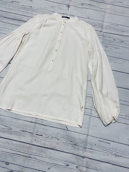 Блуза кремовая oversize,со спущенными рукавами incity, рукава воланы