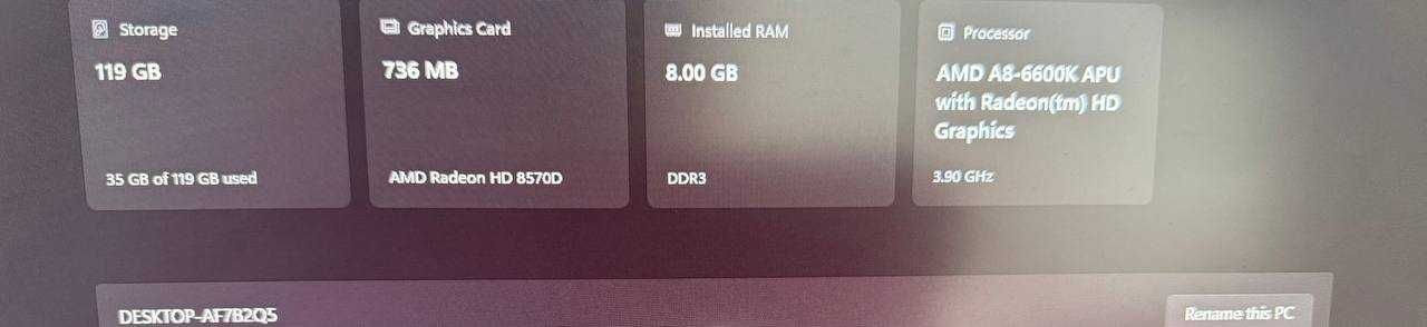 PC do pracy i nauki – AMD A8-6600K, SSD 120GB, 8GB RAM, Windows 11