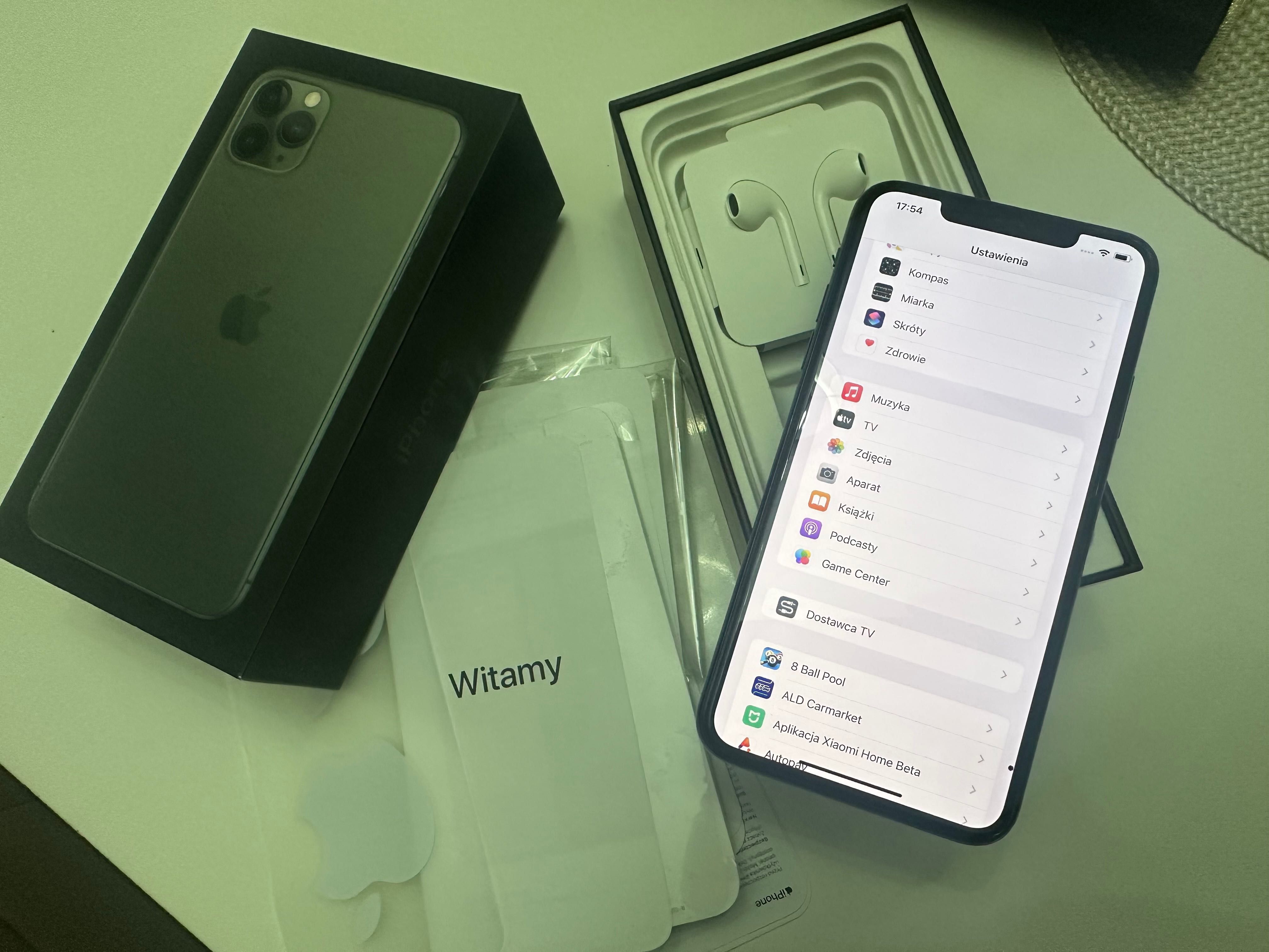 iPhone 11 Pro Max 512 GB nocna zieleń jak nowy stan baterii 87%