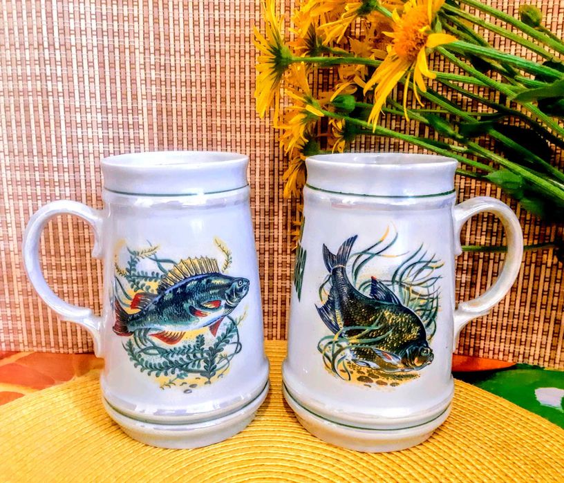 Кружка"Охота","Рыбы"ГДР рог Киев,фигурка