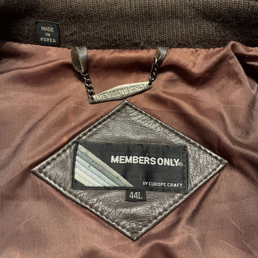 Редкая кожаная куртка Members Only Brown Iconic Racer Leather Jacket