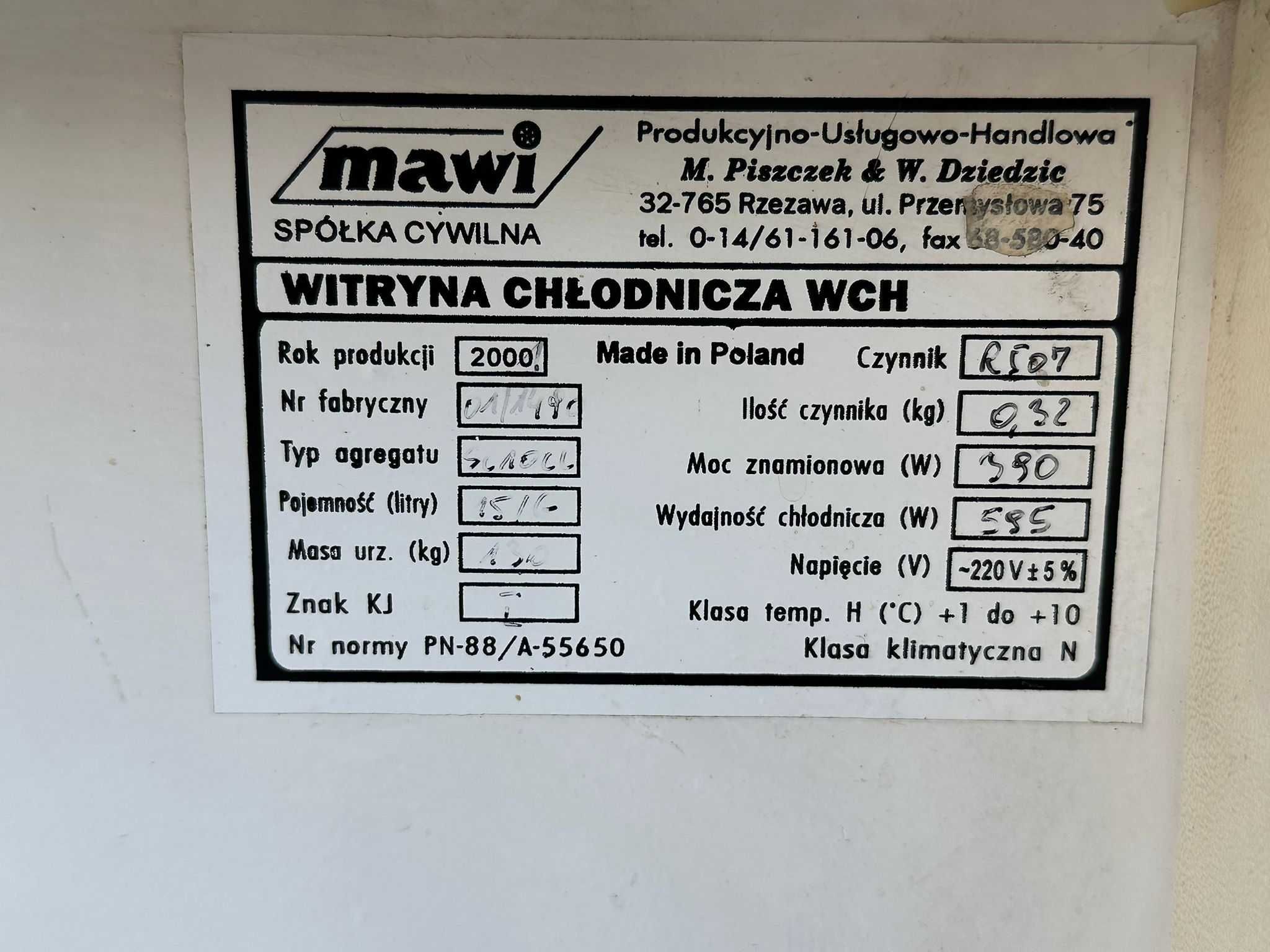 Lada chłodnicza MAWI  150cm