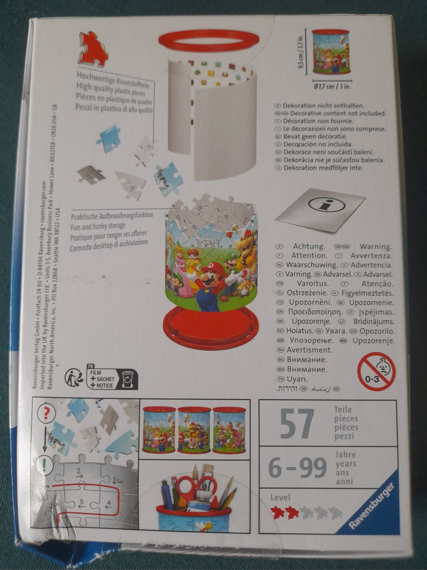 Nowy pojemnik na przybory szkolne z puzzli 3D Super Mario