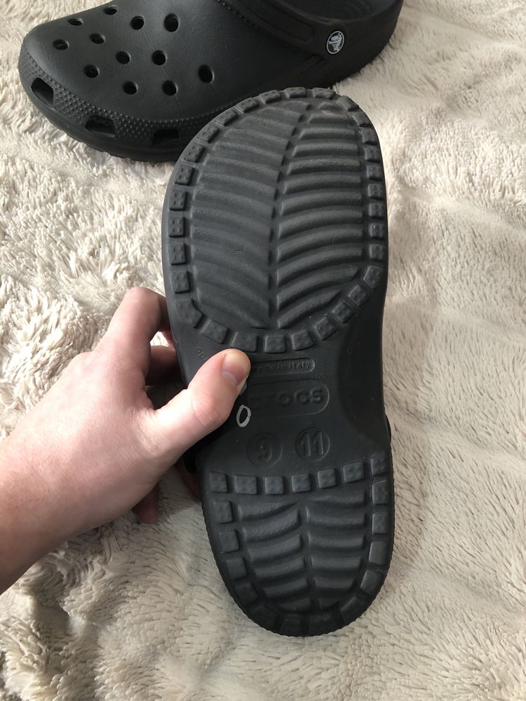 CROCS (42.5-43) 27.5-28см М9 W11 Classic Black мужские кроксы тапочки