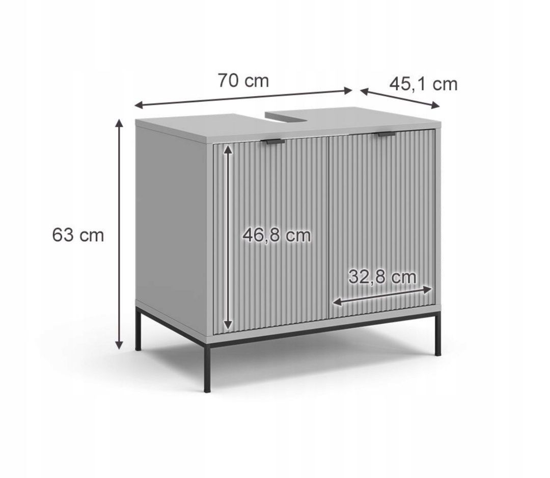 Szafka pod umywalkę Vicco Eliza Grau 70 x 63 x 45,1 cm SZARY STALOWE N