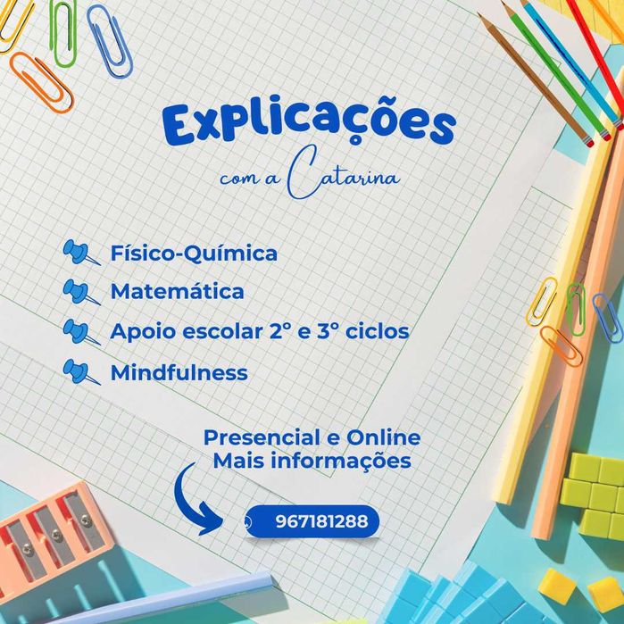 Explicações (FQ/Mat) e Apoio escolar - Online e presencial