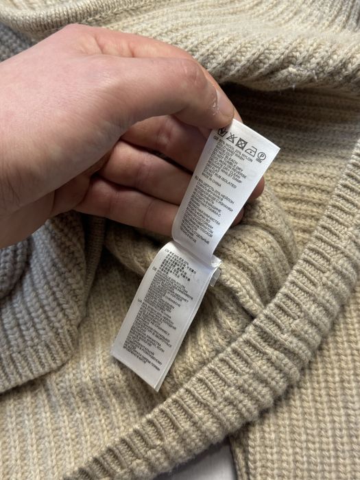 Шерстяной кардиган Reiss мужской вязаный бежевого цвета (оригинал)