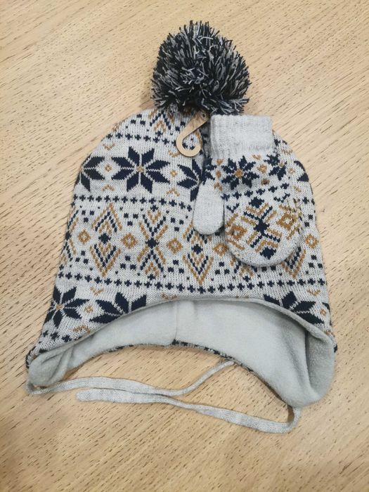 Nowa czapka zimowa i rękawiczki 86-92