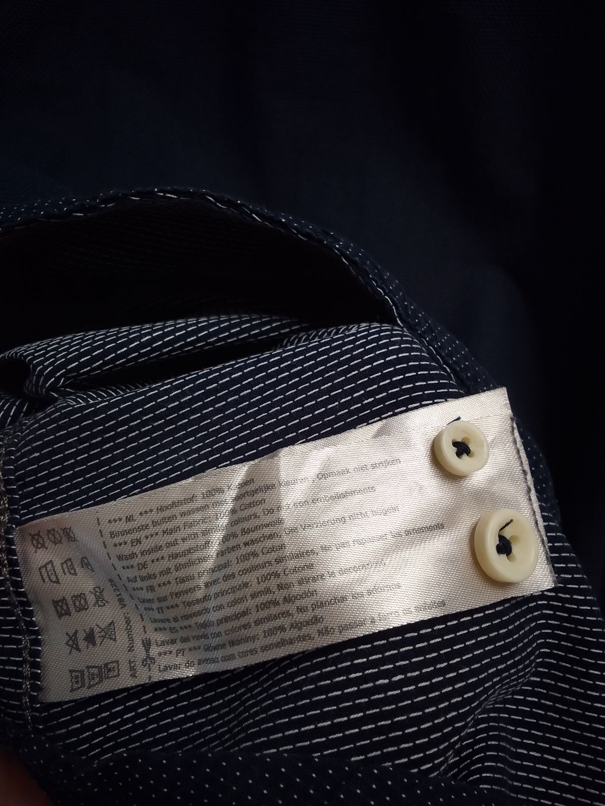 Garcia Jeans koszula granatowa męska w groszki XL pima cotton