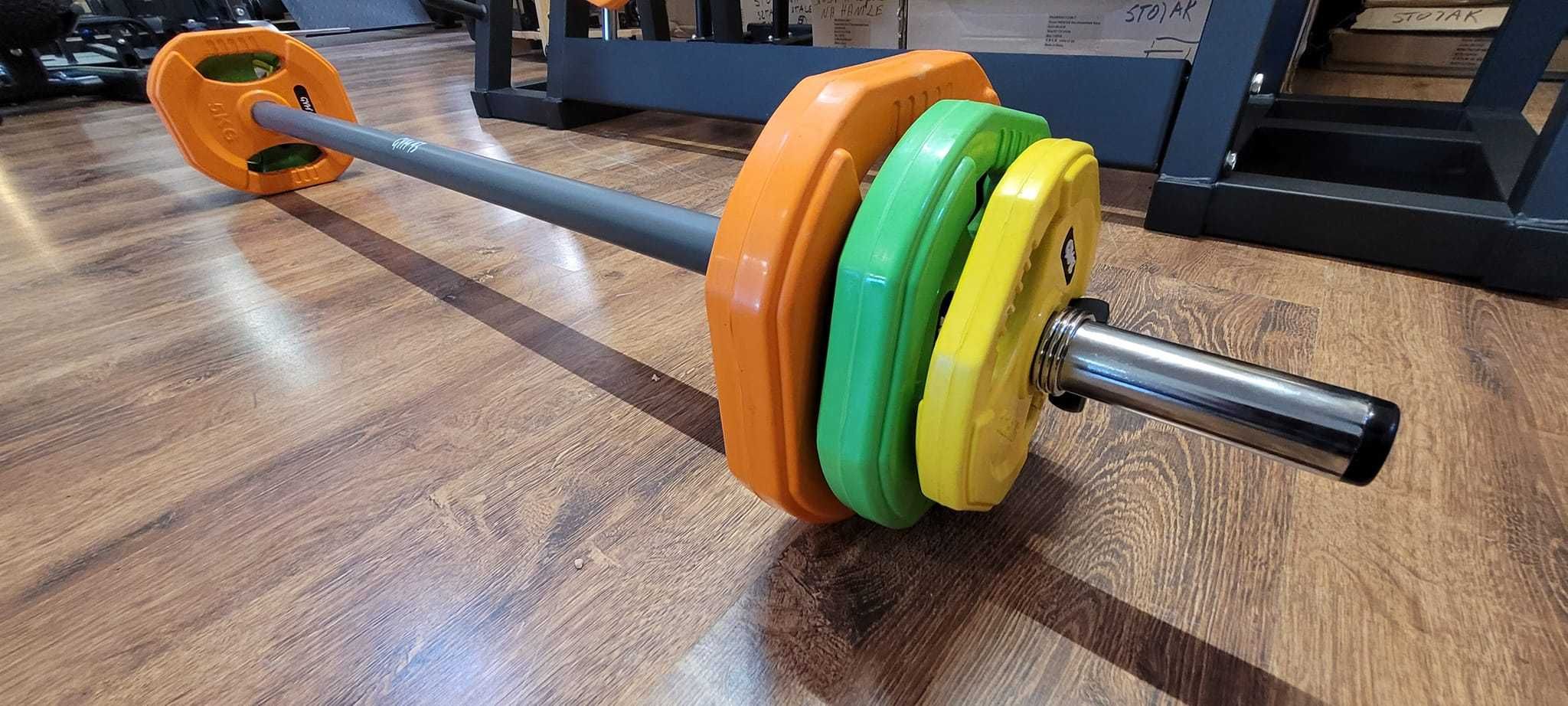 Sztanga z obciążeniem do body pump klub wersion nie bitumiczne talerze