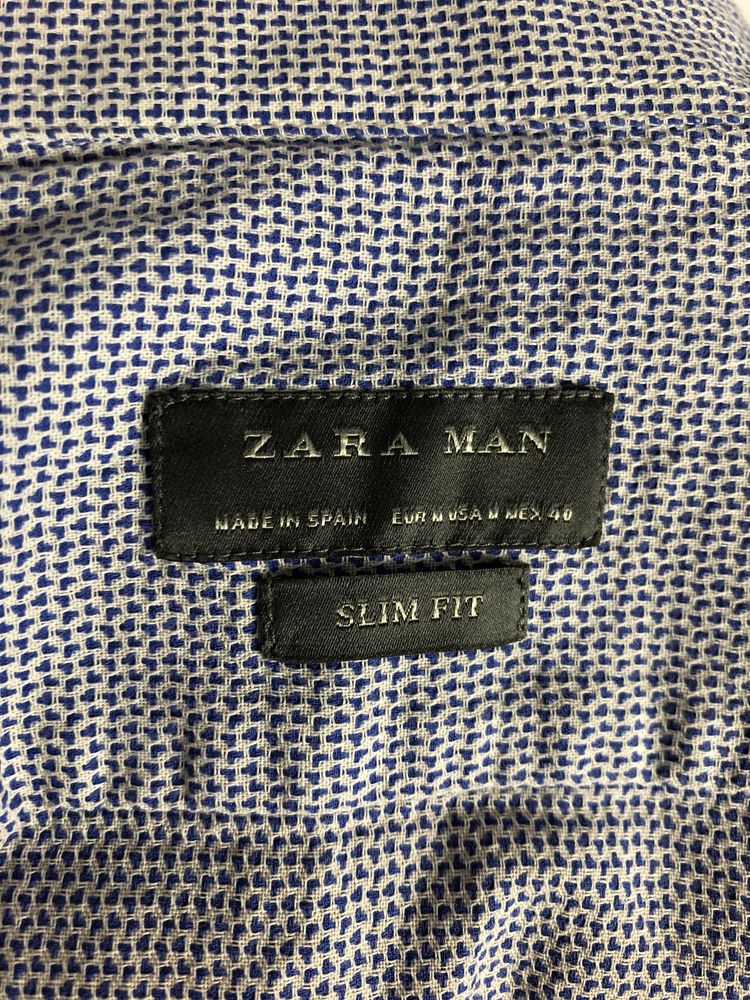 Bawełniana elegancka koszula wizytowa Zara Man Slim Fit z printem