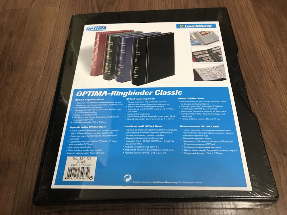 Альбом для монет, банкнот, папка OPTIMA-Classic с футляром, Leuchtturm