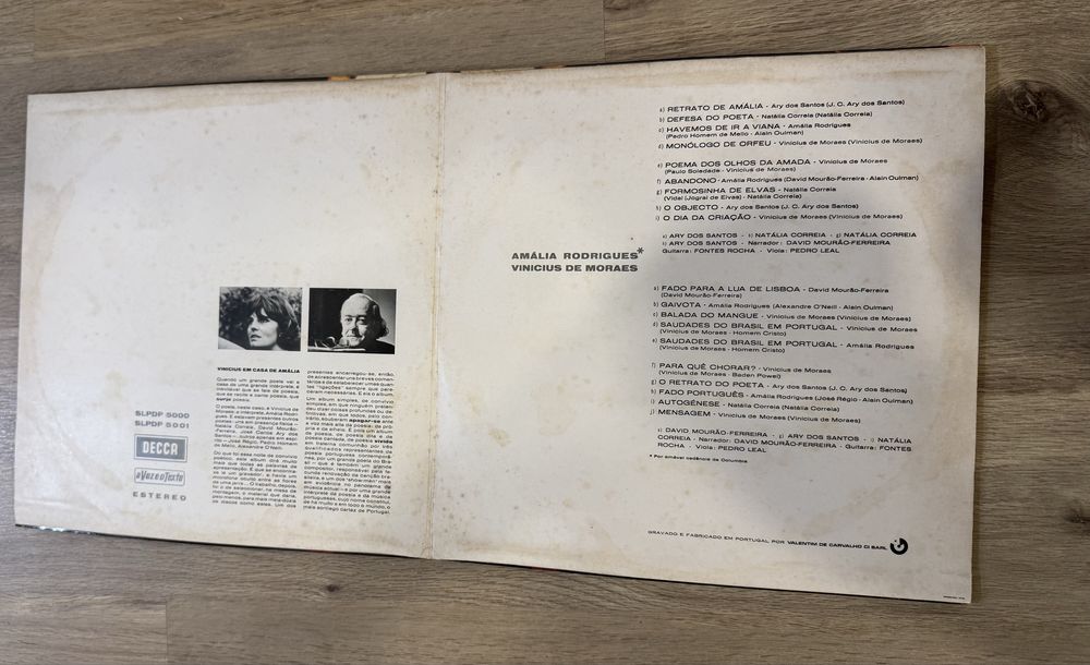 Disco Vinil Duplo Amália Rodrigues / Vinicius de Moraes 1970
