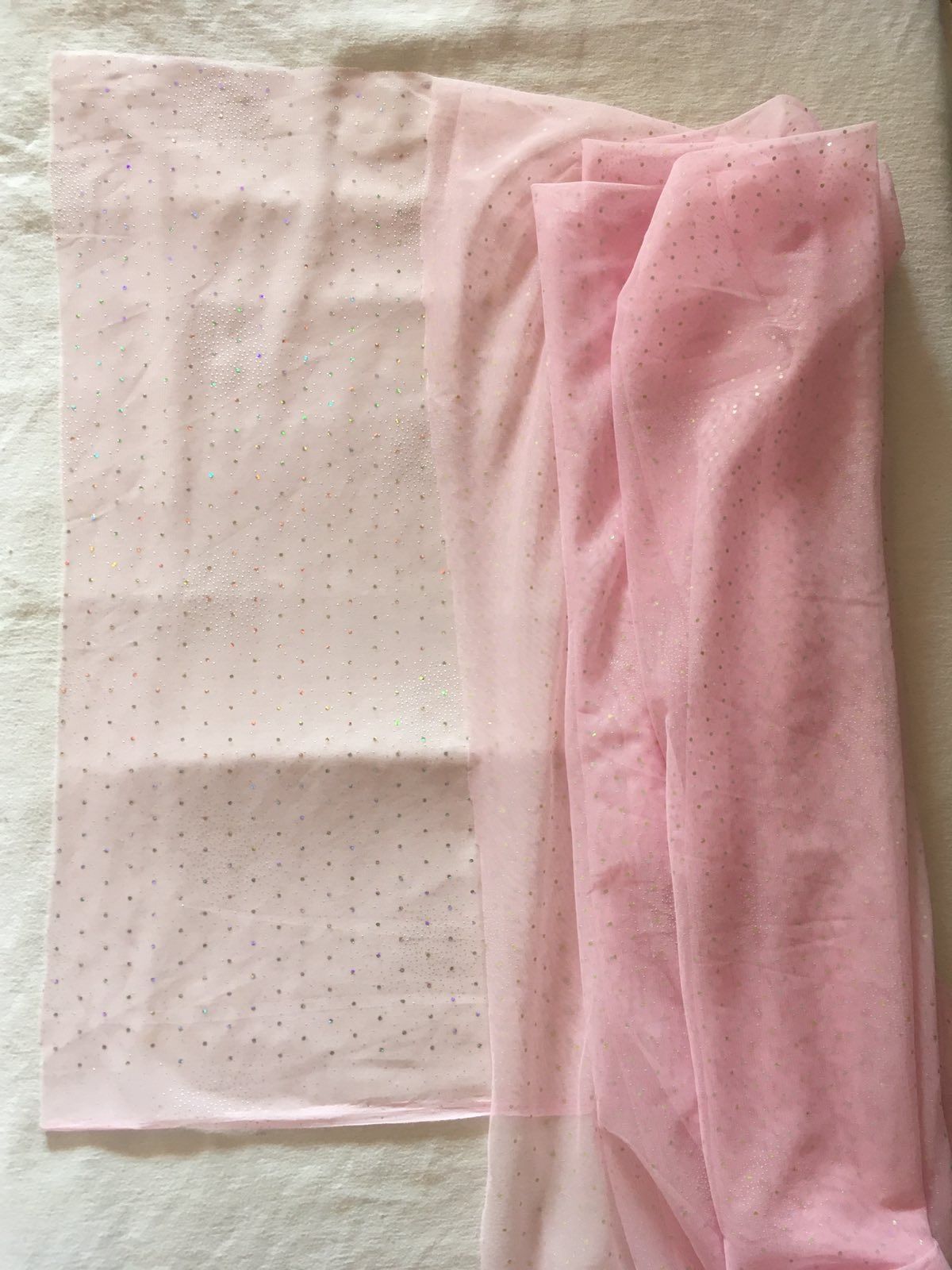 Отрез ткани фатин с блестками розовый