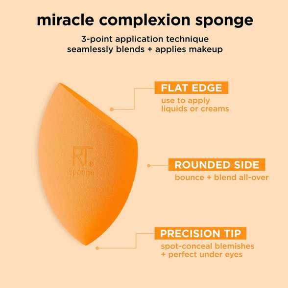 Esponja de maquilhagem base + caixa Real Techniques Miracle Complexion