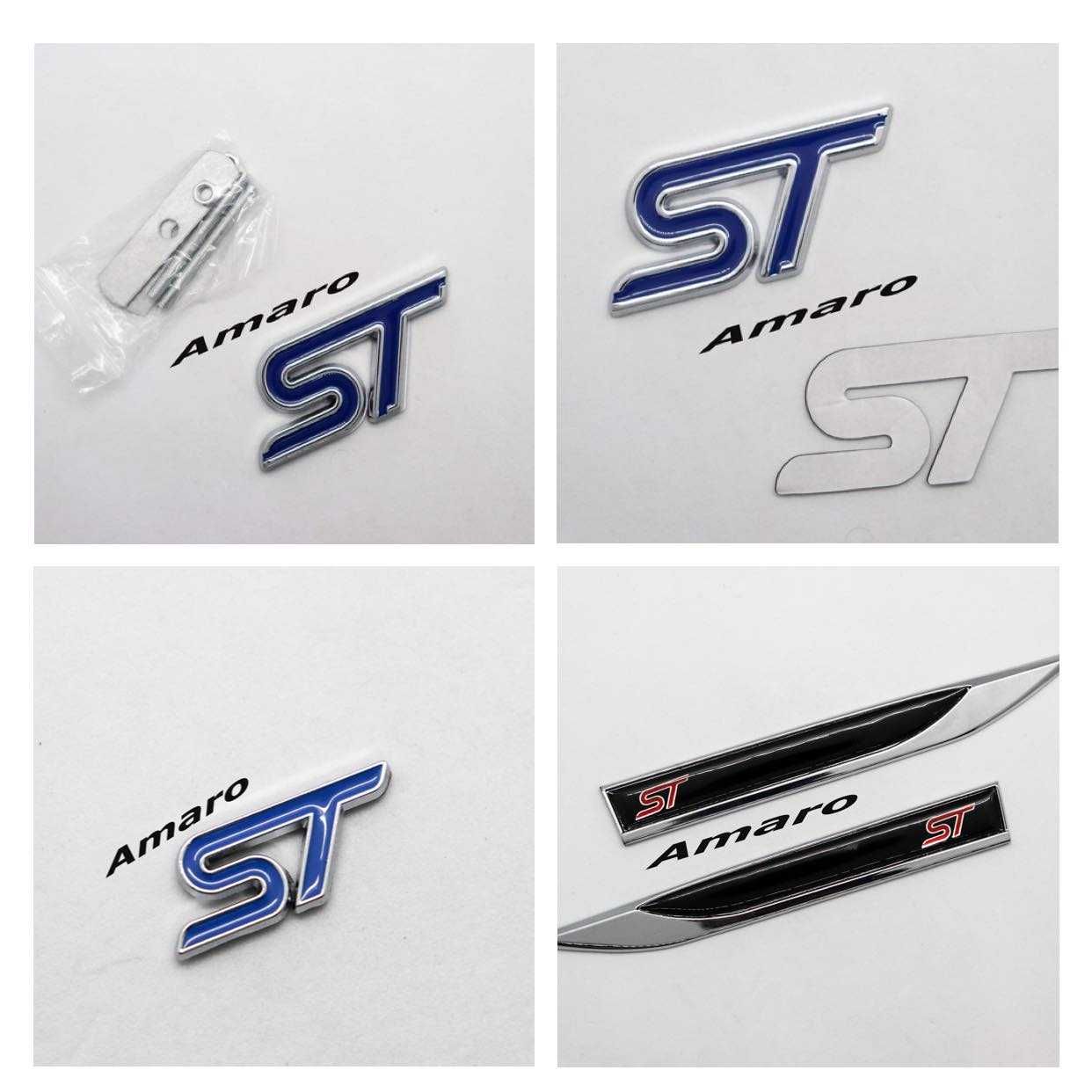 Kit de 4 Simbolos/Logos ST Ford Volante Mala, Grelha, Laterias(4 Cores