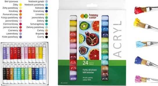 Happy Color, Farby akrylowe, 24 sztuki, 12 ml