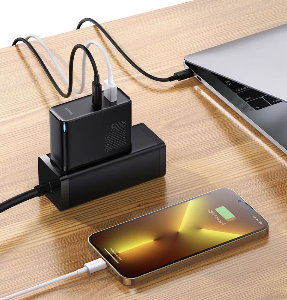 Зарядное Baseus 100W GaN5 Pro зарядка кабель Type C Apple MacBook air