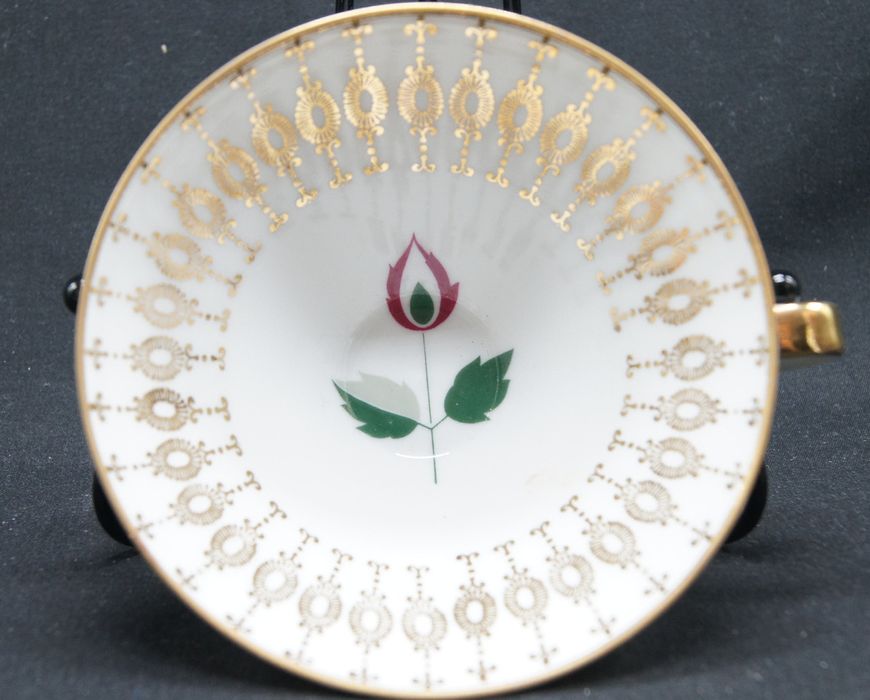 Trio Stara Porcelana filiżanka złocenia róża