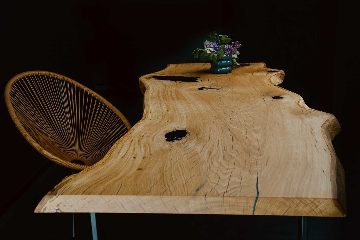 Stół dębowy, lite drewno monolit, styl loftowy, konferencyjny