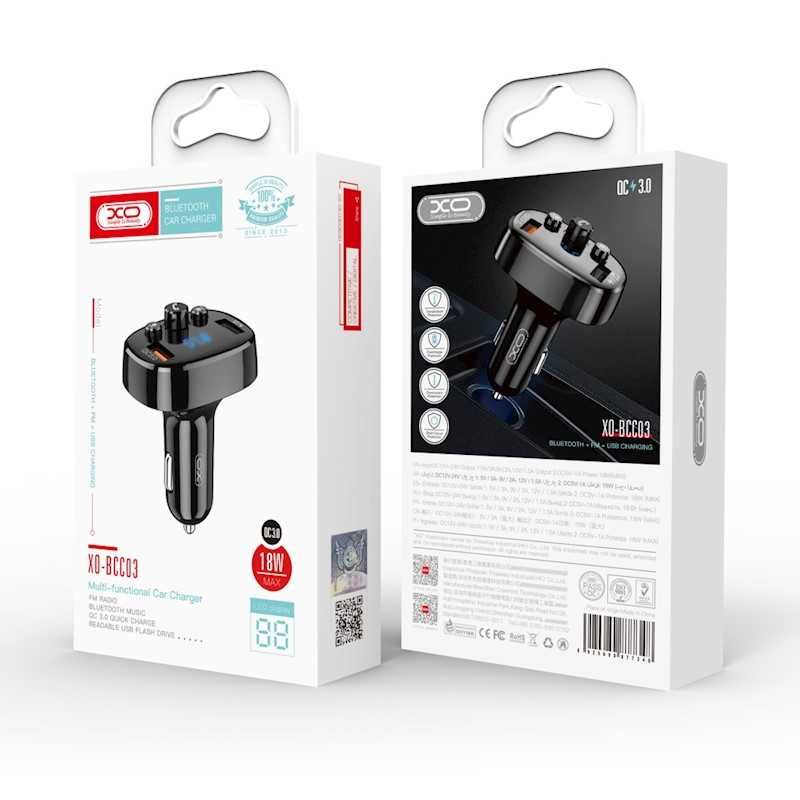 XO transmiter FM BCC03 Bluetooth MP3 ładowarka samochodowa 18W czarna