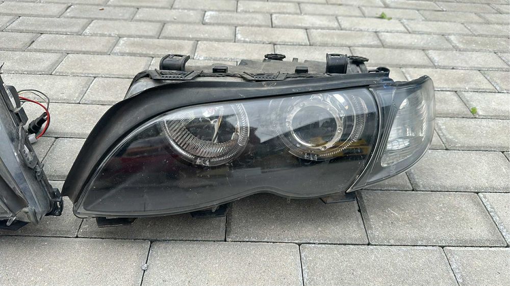 BMW E46 sedan lift lampy / reflektory przednie kompletne / ringi