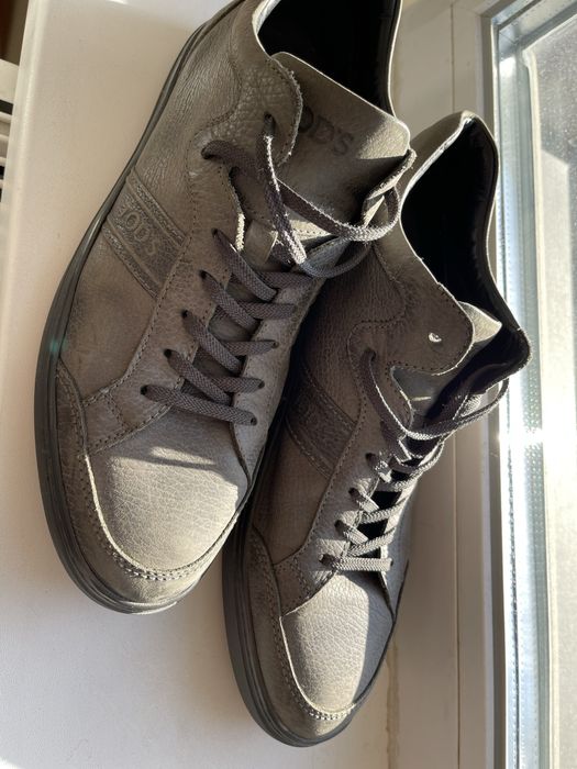 Чоловічі шкіряні високі кеди TODS сірого кольору 43 розмір (Italy)